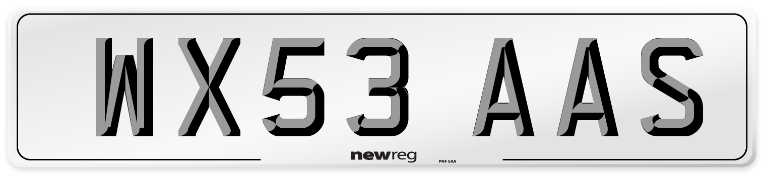 WX53 AAS Number Plate from New Reg